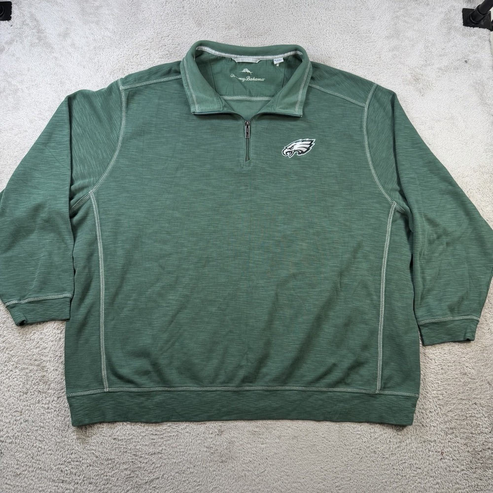 Tommy Bahama Philadelphia Eagles 1/4 Zip Pullover Mens 4XLB Green Sweatshirt NFL